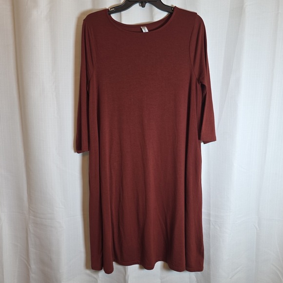Zenana Outfitters Dresses & Skirts - Zenana Outfitters Dress Large Midi Trapeze Swing 3/4 Sleeve Boho Mod‎